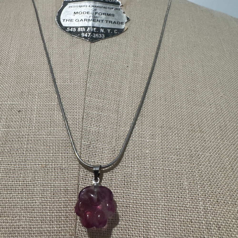 Elegant Silver Necklace with Purple Pendant